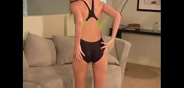  Faye Reagan SOLO Teen Skin Tight YINGFA One Piece Racing Swimsuit Back from Swim Class Bratty Girl JOI! “I bet you are! You are stuck with your hand!”